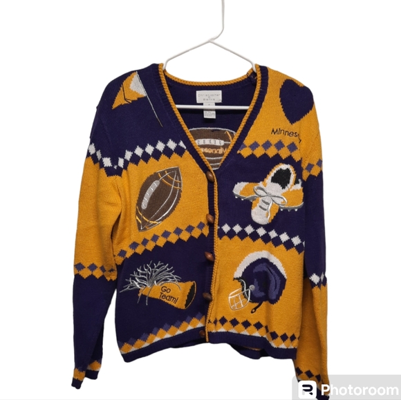 1999 Vintage Minnesota Vikings Football Cardigan Christopher & Banks (Medium) - Picture 1 of 6
